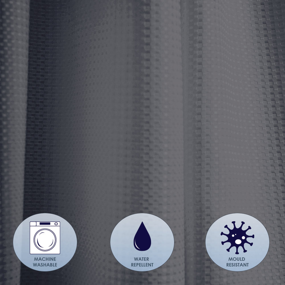 Grey Waffle Shower Curtain