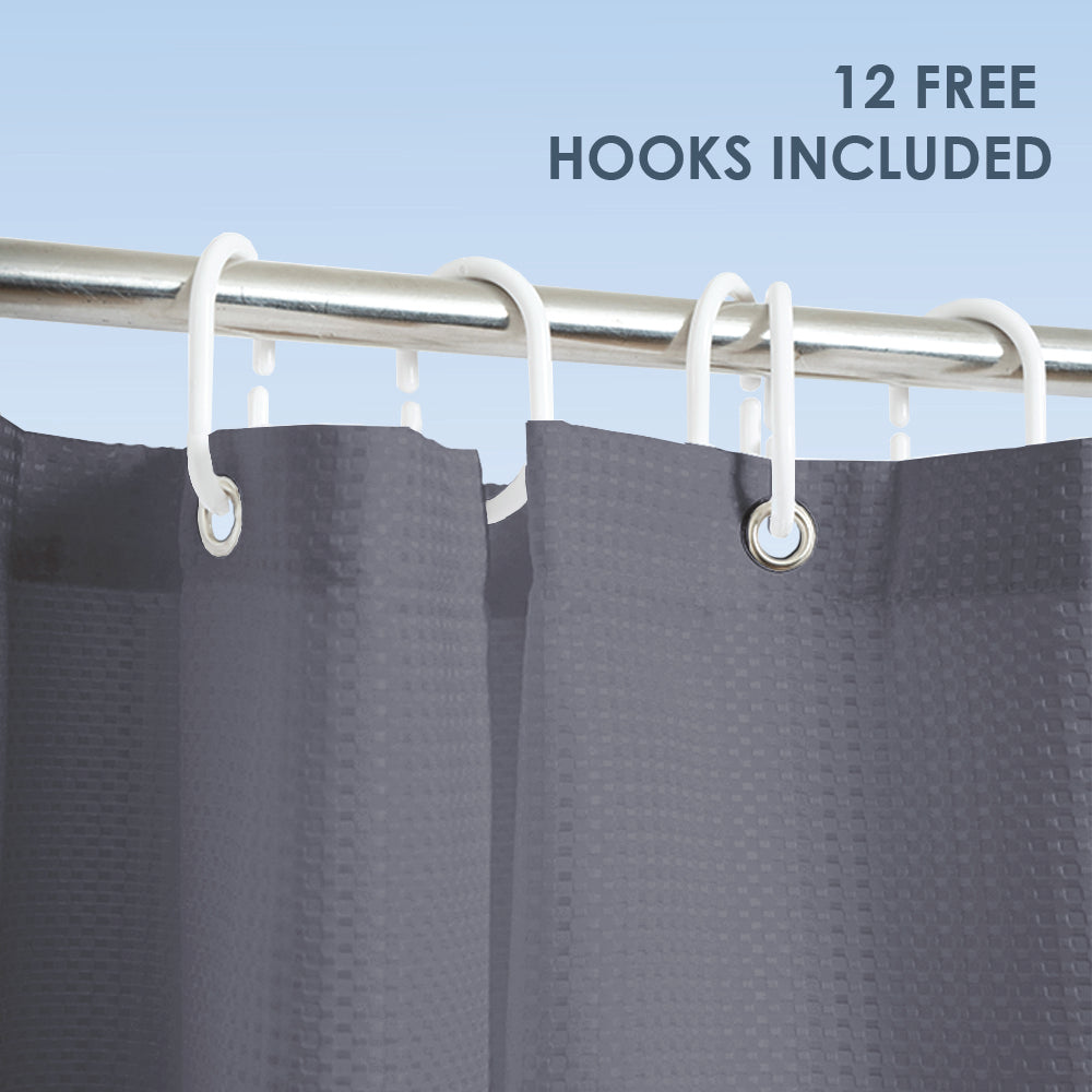 Grey Waffle Shower Curtain