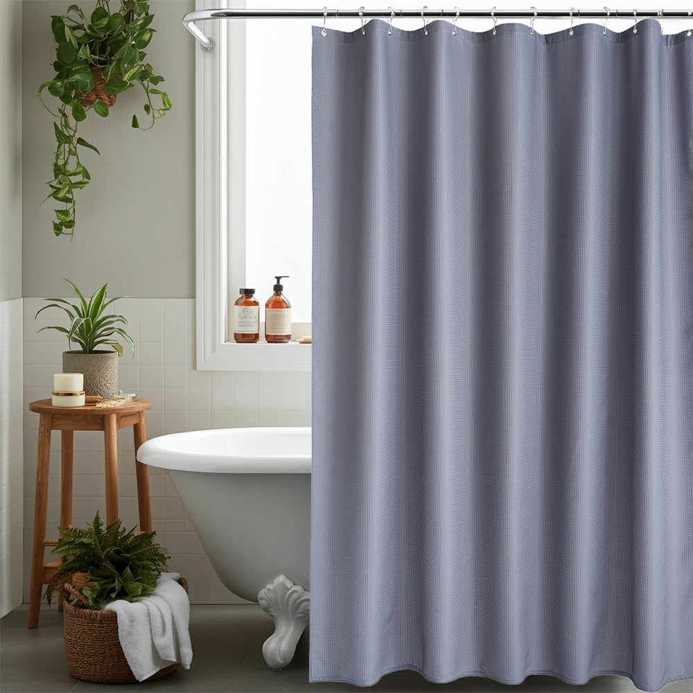Grey Waffle Shower Curtain