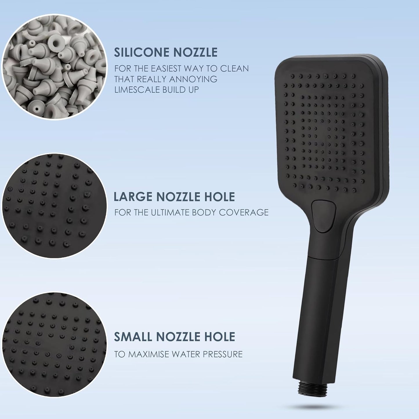Wooden Toilet Seat, Shower Head & Mat Bundle