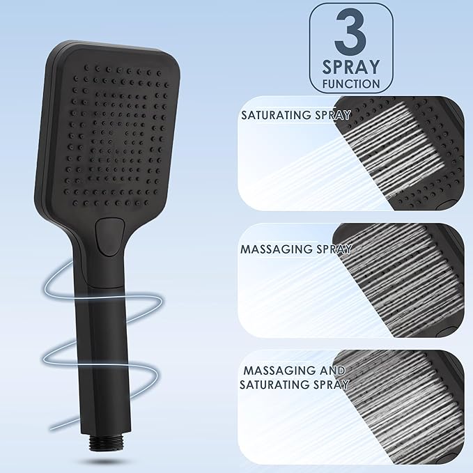 Wooden Toilet Seat, Shower Head & Mat Bundle