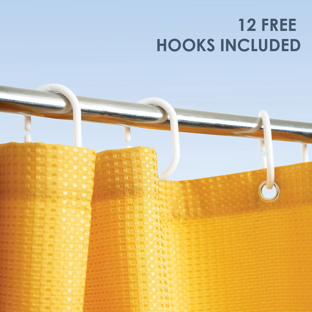 Waffle Ochre Shower Curtain