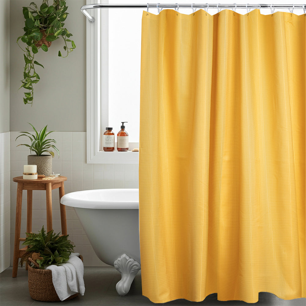 Waffle Ochre Shower Curtain
