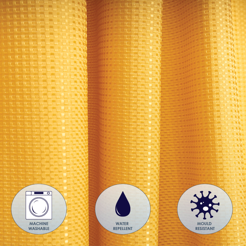 Waffle Ochre Shower Curtain