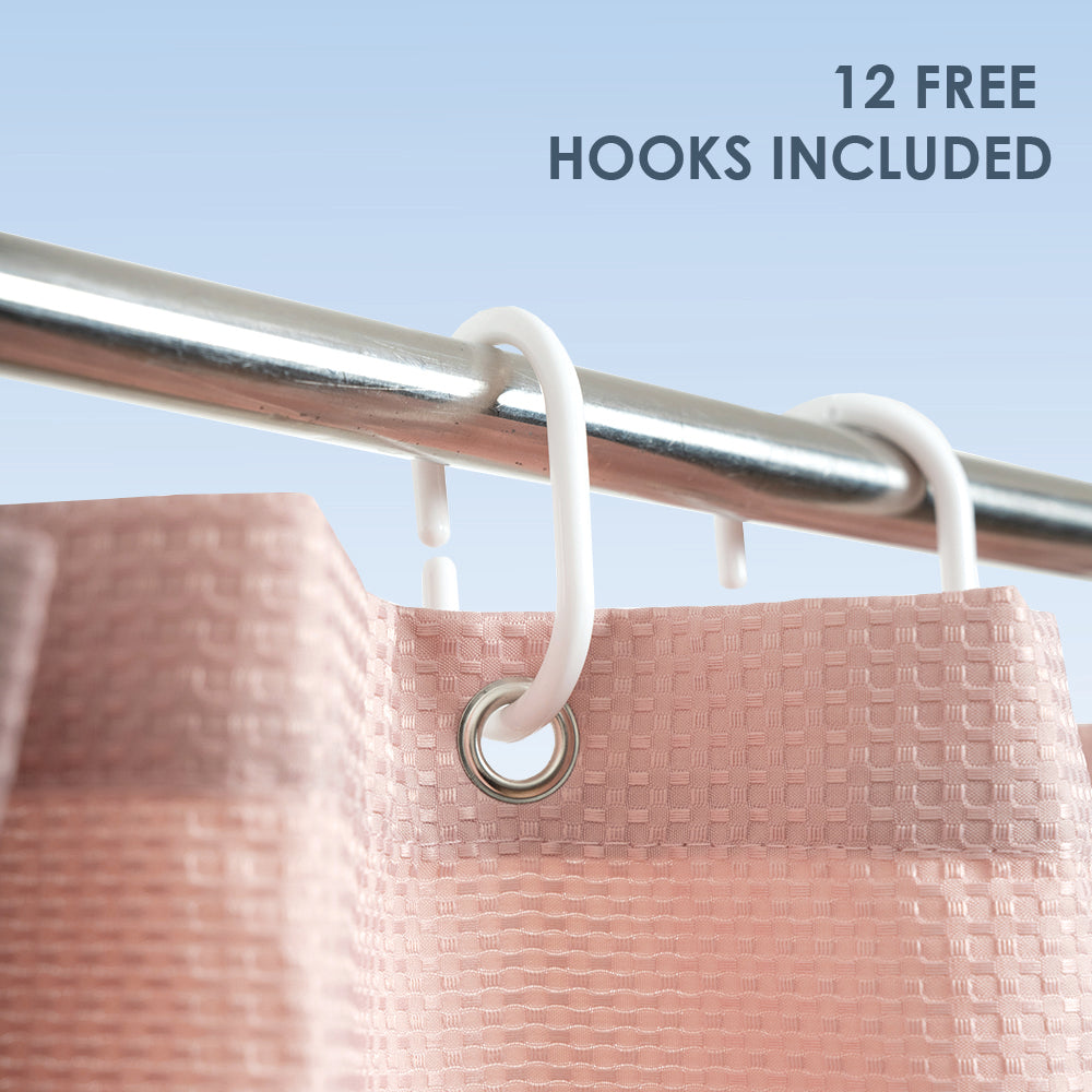 Waffle Blush Pink Shower Curtain