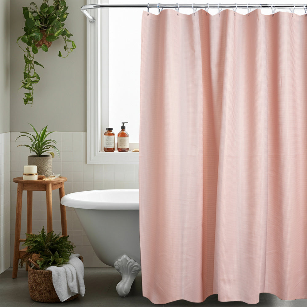 Waffle Blush Pink Shower Curtain