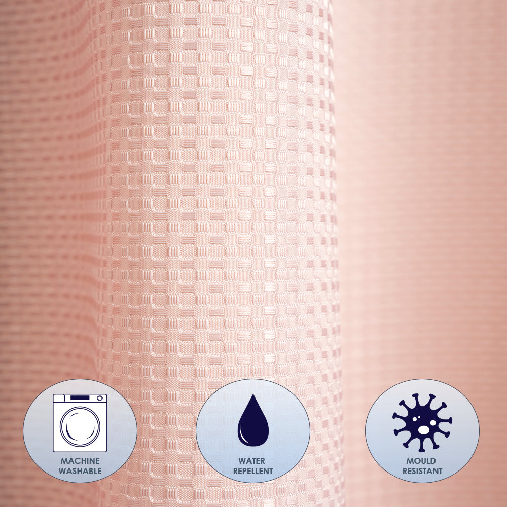 Waffle Blush Pink Shower Curtain
