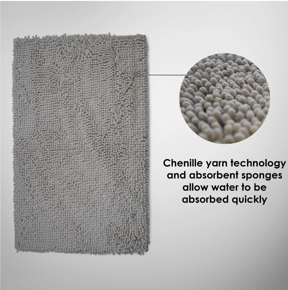 Chenille Bath Mat Grey