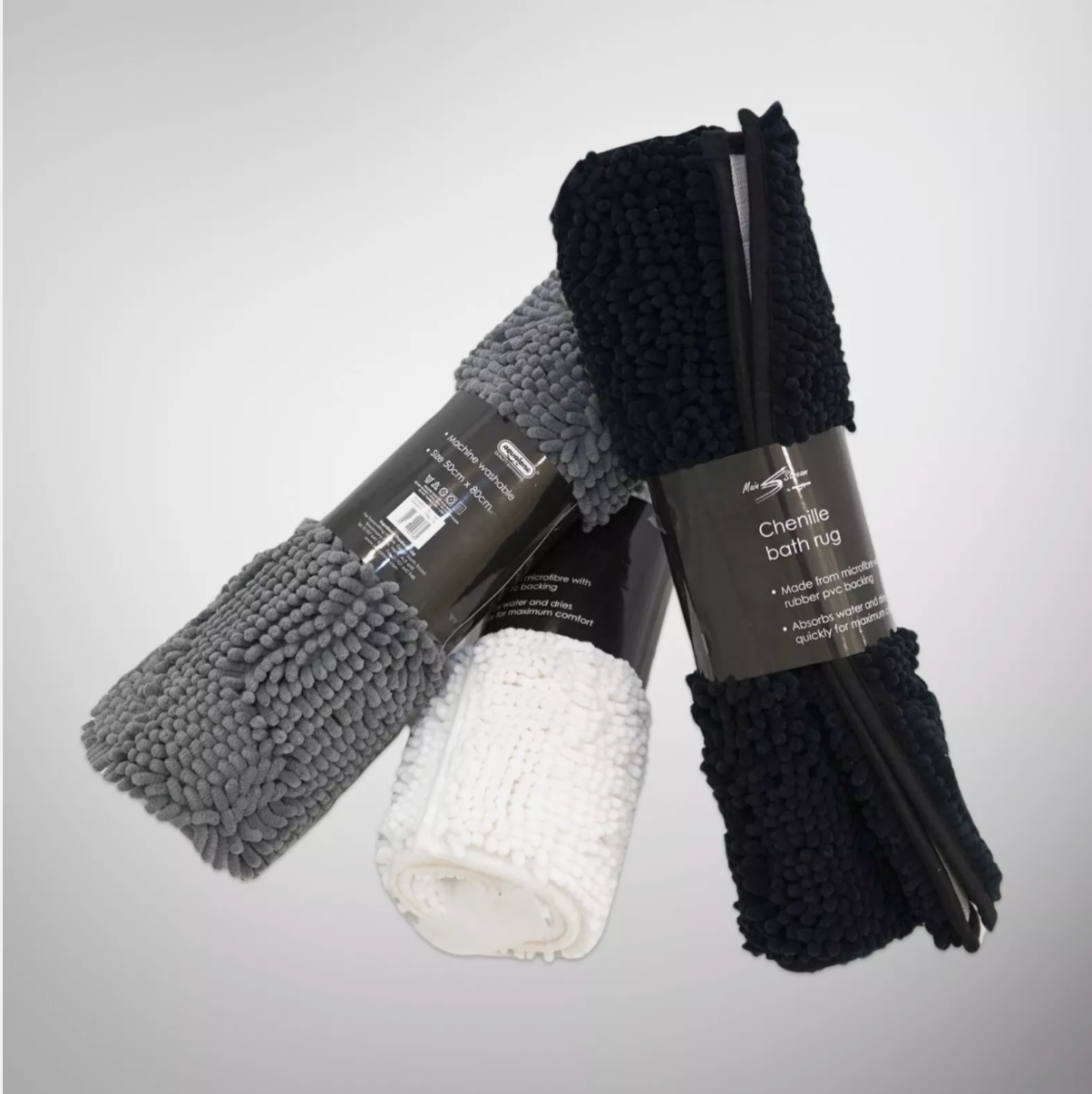 Chenille Bath Mat Black