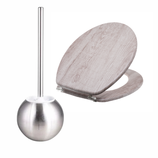 Wooden Toilet Seat & Toilet Brush Bundle